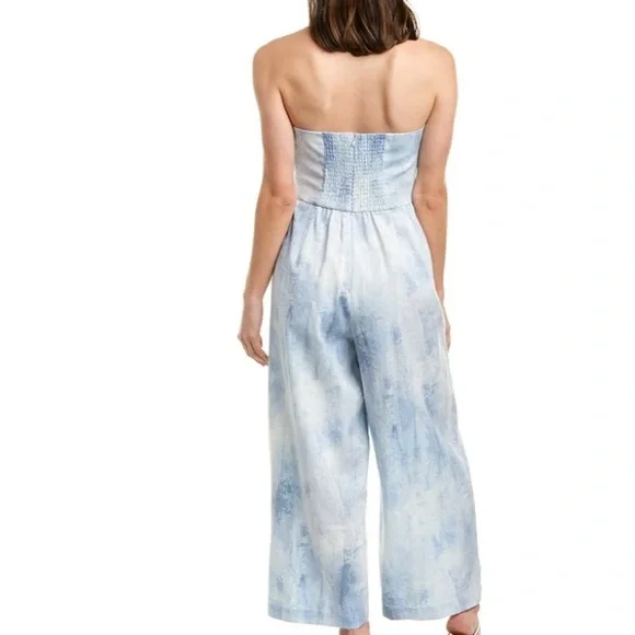 Petersyn Bruna Jumpsuit lace-up front strapless Grotto color Size Large